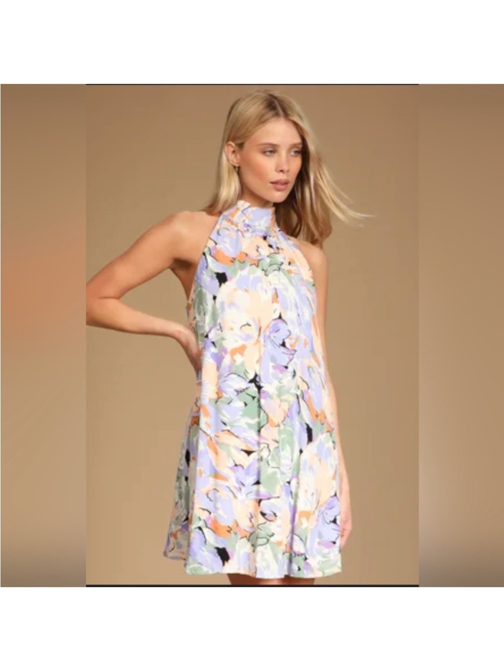Lulus Tied Back To You Lavender Multi Floral Print Mini Shift Dress - Picture 2 of 16